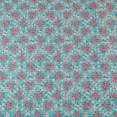 Sea Green Georgette Embroidered Fabric Print