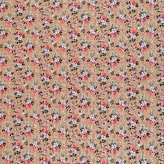 Peach Floral Georgette Embroidered Fabric Print