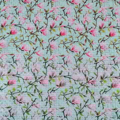 Sea Green Georgette Embroidered Fabric Print (1.50Meter Piece)