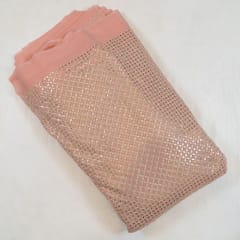 Peach Color Georgette Embroidered Fabric