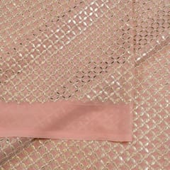 Peach Color Georgette Embroidered Fabric
