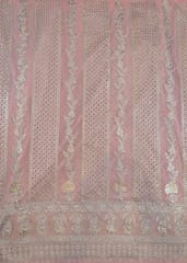 Pink Color Georgette Embroidered Fabric