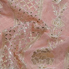 Pink Color Georgette Embroidered Fabric