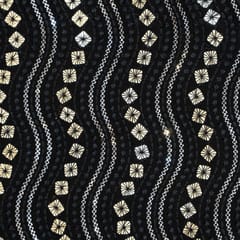 Black Color Georgette Embroidered Fabric