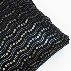 Black Color Georgette Embroidered Fabric