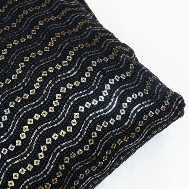 Black Color Georgette Embroidered Fabric