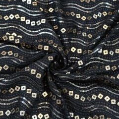 Black Color Georgette Embroidered Fabric