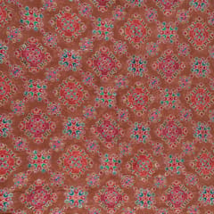 Brown Color Georgette Print With Embroidered Fabric