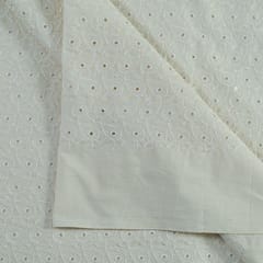 Off White Dyeable Chikan Embroidered Fabric