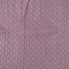 Onion Pink Color Georgette Thread and Faux Mirror Embroidered Fabric
