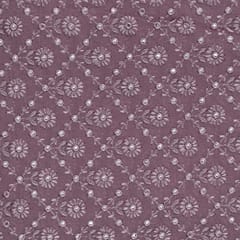 Onion Pink Color Georgette Thread and Faux Mirror Embroidered Fabric