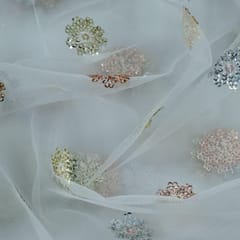 Dyeable Net Multicolor Sequins Embroidered Fabric