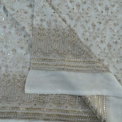 Dyeable Georgette Zari and Sequins Embroidered Fabric
