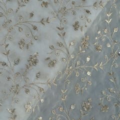Dyeable Georgette Zari and Sequins Embroidered Fabric