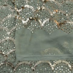 Sage Green Color Georgette Sequins Embroidered Fabric