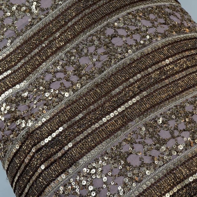 Move Color Georgette Thread and Sequins Embroidered Fabric