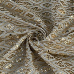 Dyeable Georgette Zari and Faux Mirror Embroidered Fabric