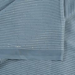 Grey Color Georgette Thread With Sequins Embroidered Fabric