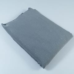 Grey Color Georgette Thread With Sequins Embroidered Fabric