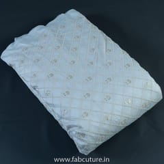 White Dyeable Chanderi Embroidered Fabric