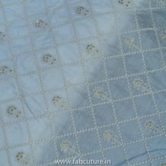 White Dyeable Chanderi Embroidered Fabric