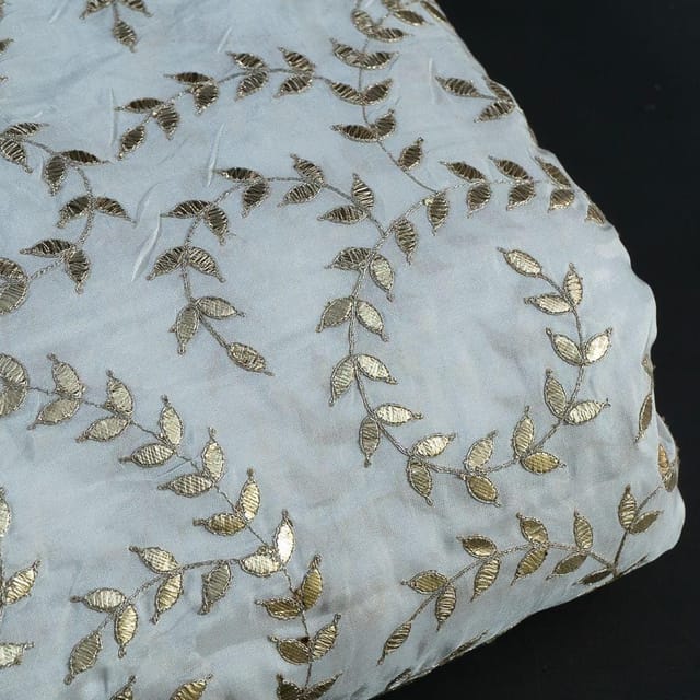 Dyeable Uppada Zari and Foil Embroidered Fabric