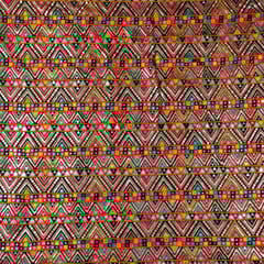 Purple Color Georgette Thread and Sequins Embroidered Fabric