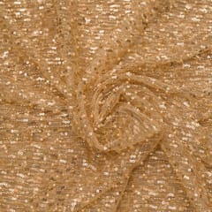 Golden Color Net Pearl and Sequin Embroidery
