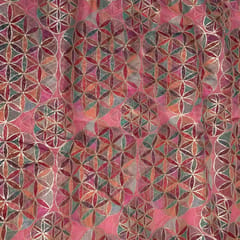 Gajree Color Organza Printed Fabric with Embroidered Fabric