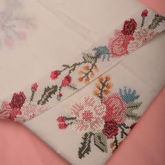 Cream and Peach Color Cotton Embroidered DIY Set