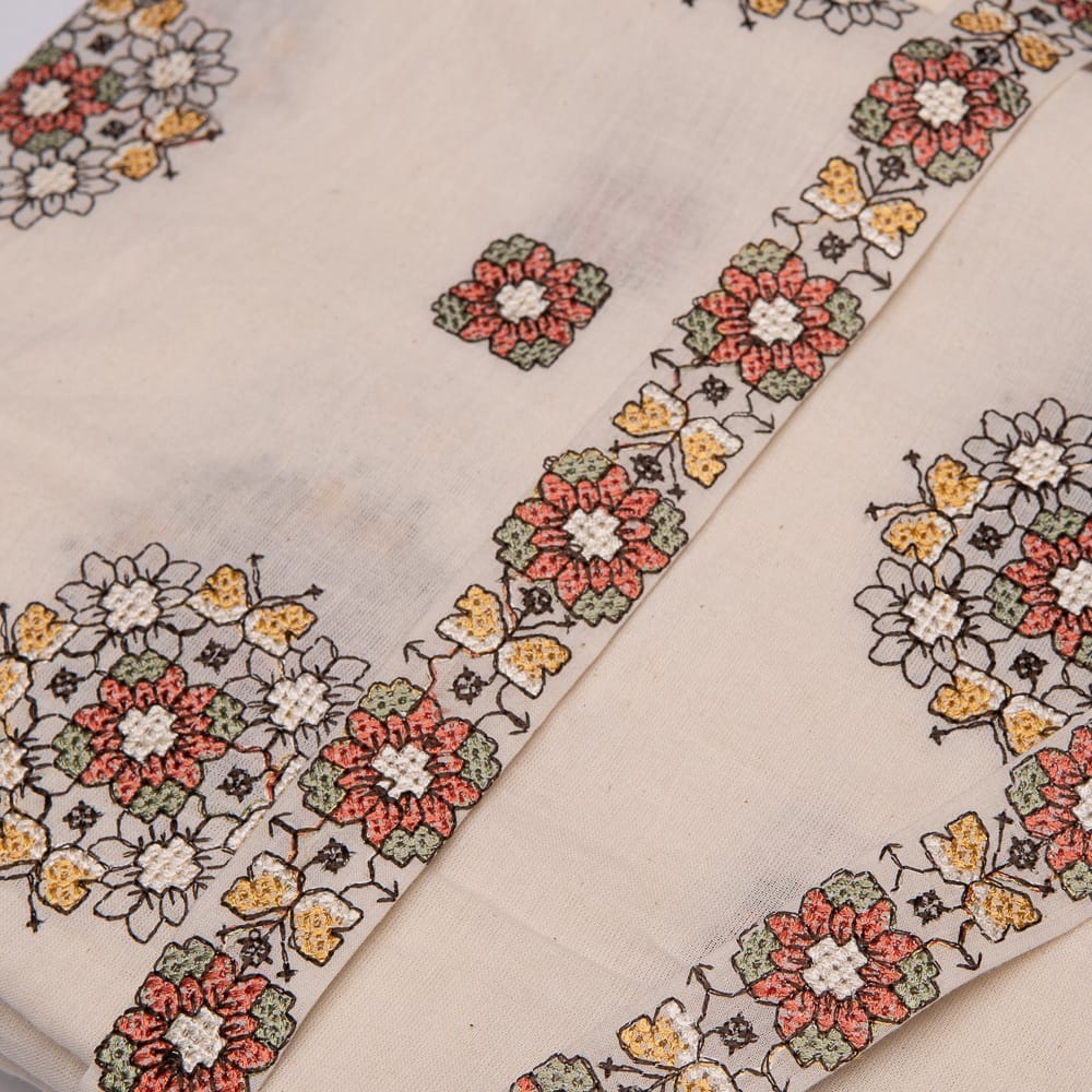 Cream Color Cotton Embroidered DIY Set