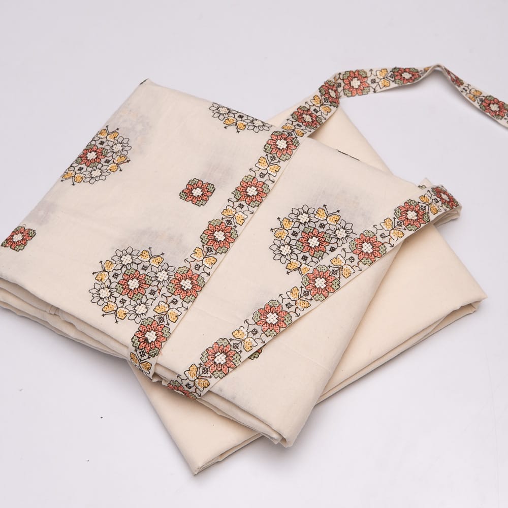 Cream Color Cotton Embroidered DIY Set