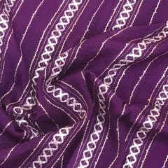 Purple Color Chinon Chiffon With Gota Embroidered Fabric