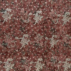Rust Color Printed Organza with Embroidered Fabric (1.90Meter Piece)