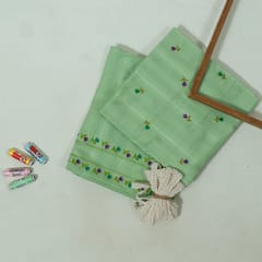 DIY Pista Green Color Cotton Embroidered Set