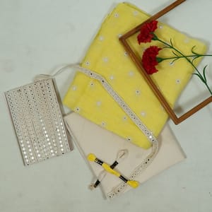 DIY Yellow Color Linen Embroidered Set