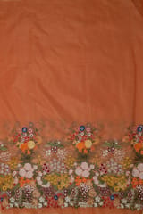 Peach Color Thread Embroidered Organza Set