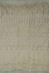 White Color Dyeable Net Sequins and Thread Embroidered Fabric