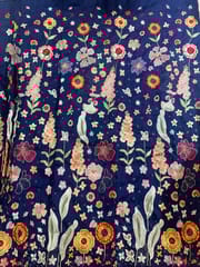 Blue Color Dupion silk Embroidery fabric