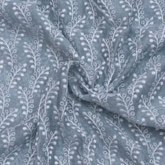 Grey Color Mal Chanderi Embroidery