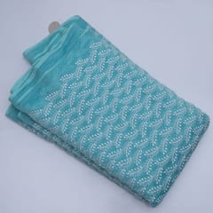 Blue Color Mal Chanderi Embroidery