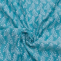 Blue Color Mal Chanderi Embroidery