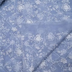 Blue Color Pure Organza Embroidery