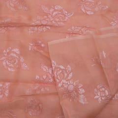 Peach Color Pure Organza Embroidery