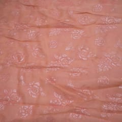Peach Color Pure Organza Embroidery