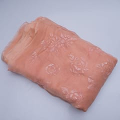 Peach Color Pure Organza Embroidery