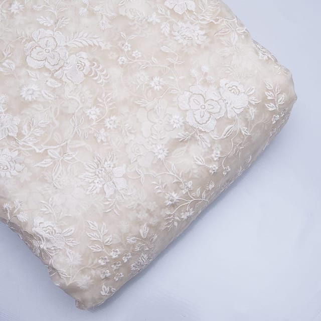 White Color Pure Organza Embroidery