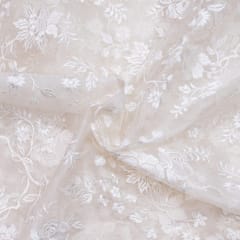 White Color Pure Organza Embroidery
