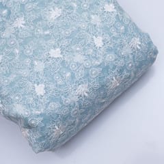 Blue Color Pure Organza Embroidery
