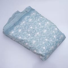 Blue Color Pure Organza Embroidery